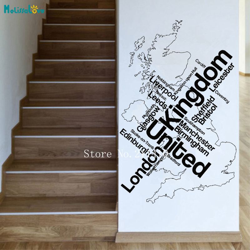 Home Office England - Decal Dán Tường Bản Đồ Luân