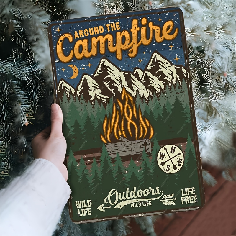 Home Office And Library - Room Decor Vintage Campfire Metal Tin