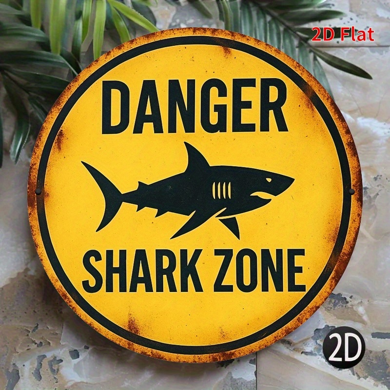 Home Office Ideas - 2D Metal Sign Shark Danger Zone