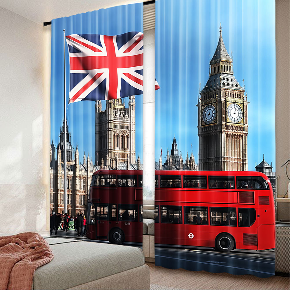 Home Office England - 2Pcs Big Ben London Street Backdrop
