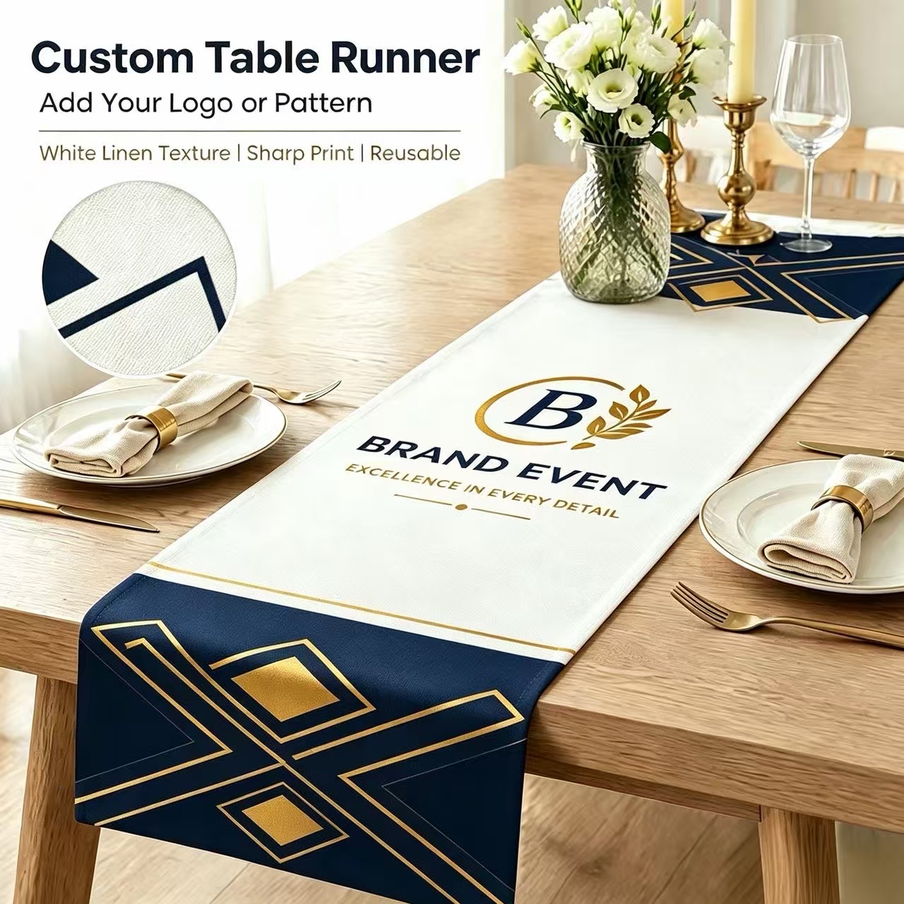 Home Office Logo - Custom Table Runner Personalized Name Photo