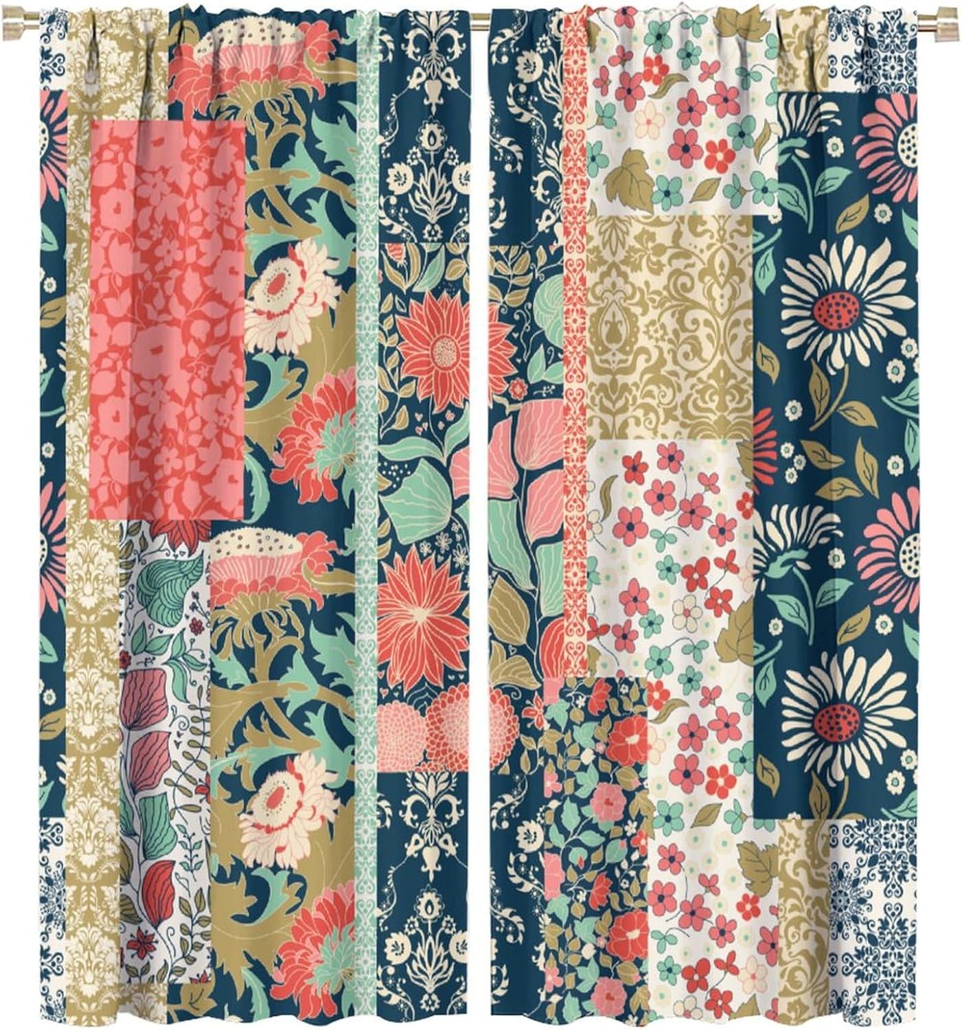 Boho Patchwork Floral Curtains - đánh giá và giá Home Office England