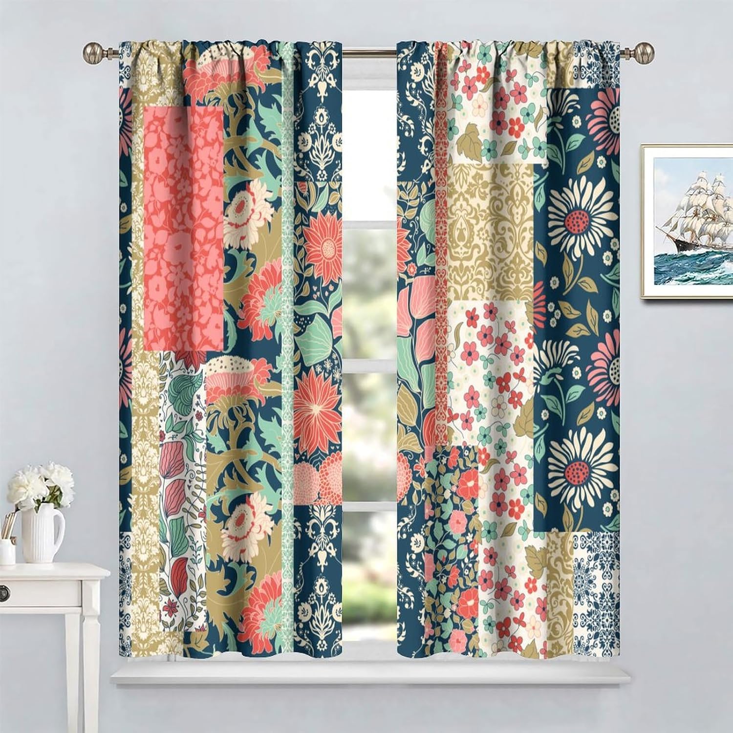 Boho Patchwork Floral Curtains - đánh giá và giá Home Office England