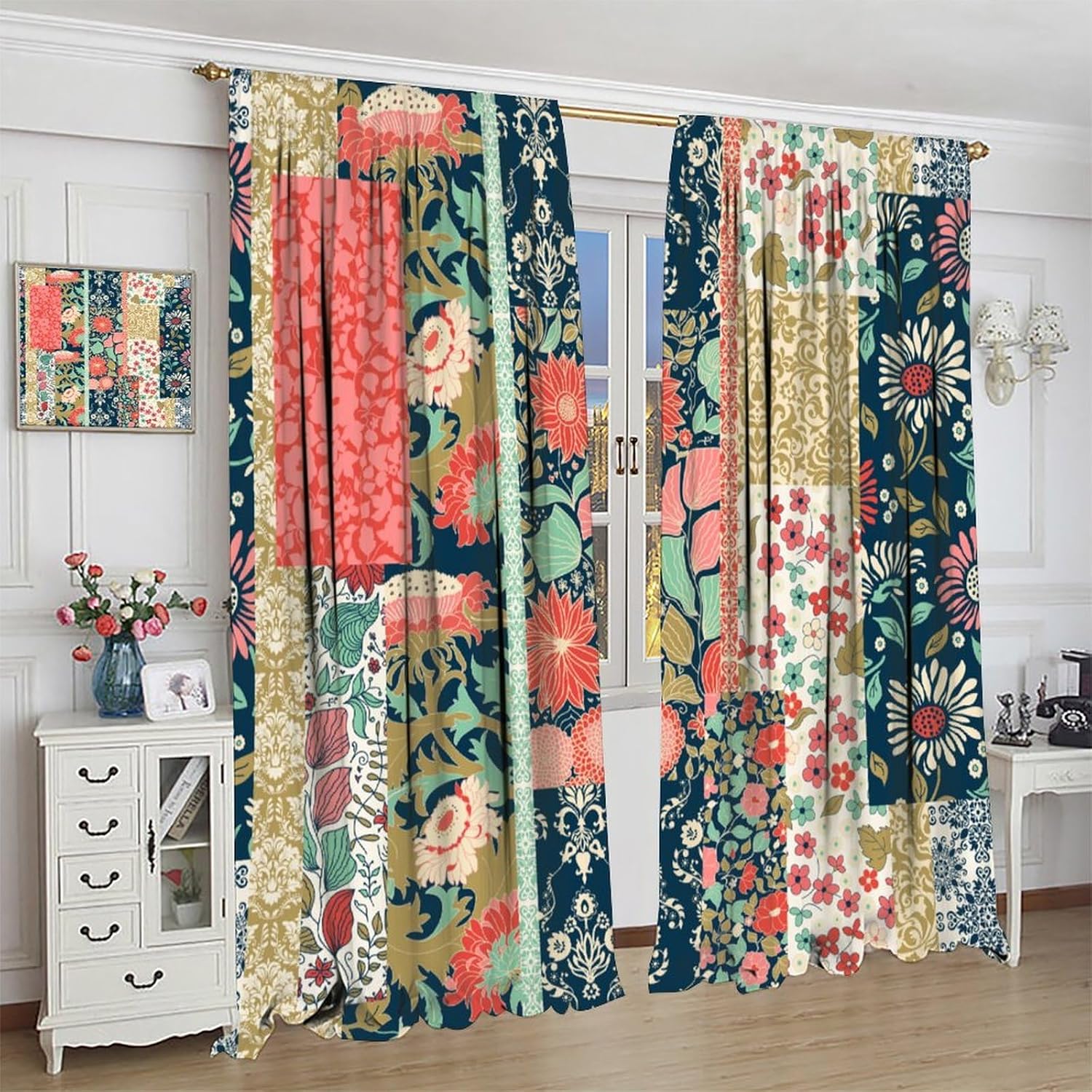 Boho Patchwork Floral Curtains - đánh giá và giá Home Office England