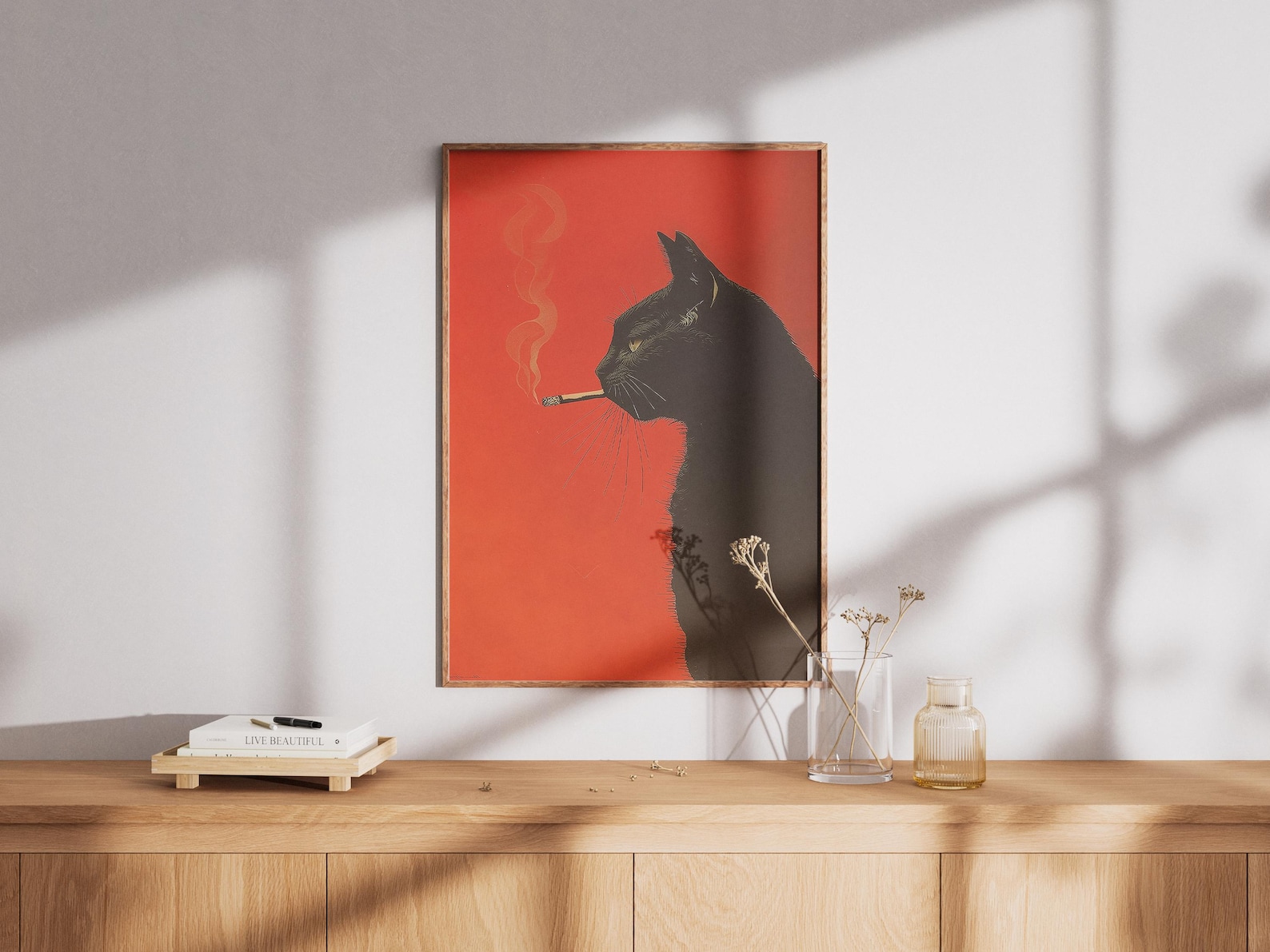 Vintage Black Cat Smoking Canv - đánh giá và giá Home Office Furniture