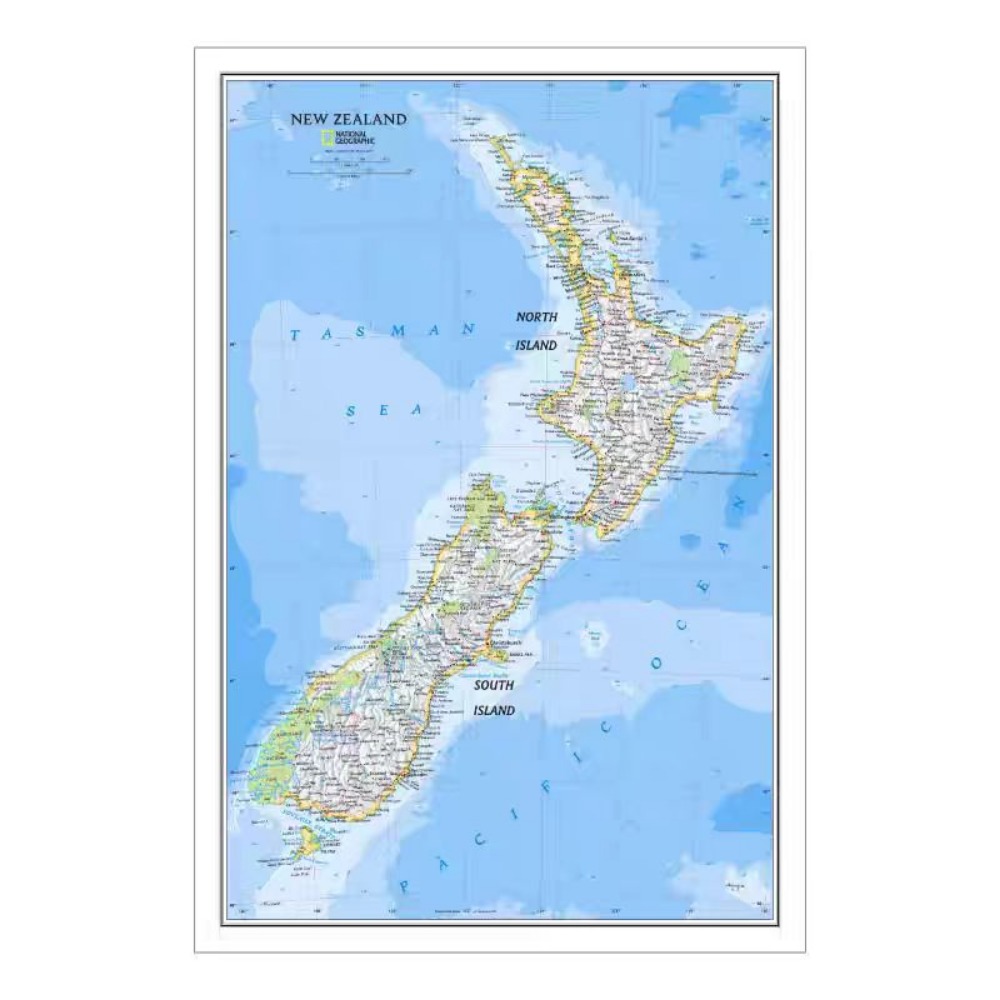 Large HD New Zealand Map Poste - đánh giá và giá Home Office And Library